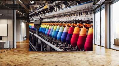 Bobbins with colored thread for industrial textile machines Wall mural