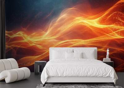 3d Energetic Abstract Background with Intersecting Wavy Lines and Glowing Effects Wall mural