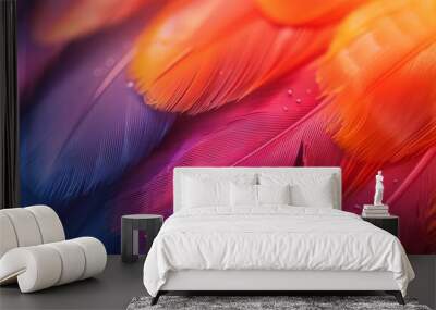 Abstract Feather Textures, Soft, colorful feather textures in macro detail Wall mural