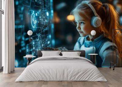 AI-Driven Educational Games for Children: Educational games using AI to adapt to children's learning styles. Wall mural