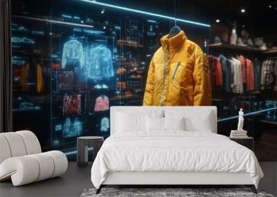 AI-powered digital wardrobes helping users coordinate outfits based on weather and events Wall mural