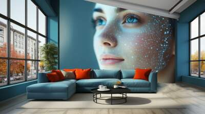 AI-powered emotional intelligence platforms analyzing facial expressions for marketing insights: Systems tracking consumer reactions to ads in real-time to improve engagement strategies. Wall mural