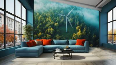 Futuristic AI-driven energy storage grids balancing renewable energy sources: Grids using AI to dynamically store and release power from solar and wind energy. Wall mural