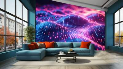 Neon Data Streams: Streams of neon data flowing across the canvas, with dynamic patterns suggesting digital energy and connectivity. Wall mural