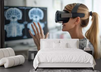 Virtual Reality Occupational Therapy: Patients using VR for occupational therapy exercises. Wall mural