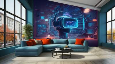 Metaverse concept with AR, VR, MR wallpaper Wall mural