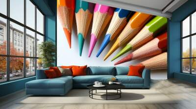 color pencils isolated on white background Wall mural