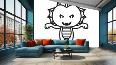 Cute cartoon style swamp monster illustration Wall mural