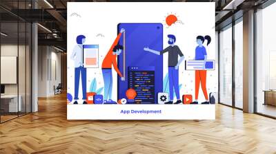 Flat color Modern Illustration design - App Development Wall mural