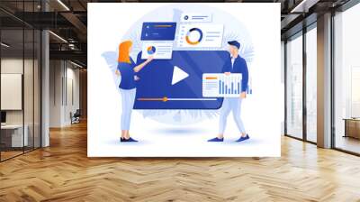 Flat color Modern Illustration design - Video Marketing Wall mural