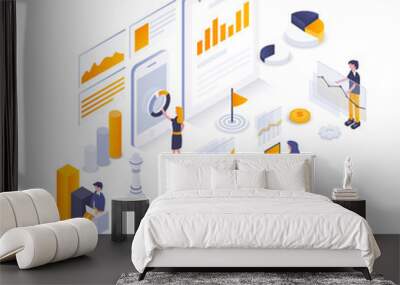 Flat color Modern Isometric Illustration design - Strategy Wall mural