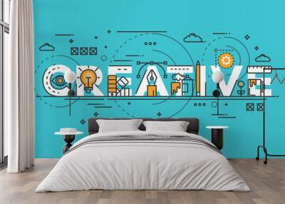 Flat design line concept -Creative Wall mural