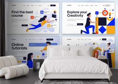 Flat Modern design of Landing page template - Education set Wall mural