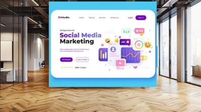 landing page template of digital marketing agency. social media marketing, promotion and internet ad Wall mural