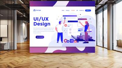 Landing page template of Ui/Ux Design. Modern flat design concept of web page design for website and mobile website. Easy to edit and customize. Vector illustration Wall mural