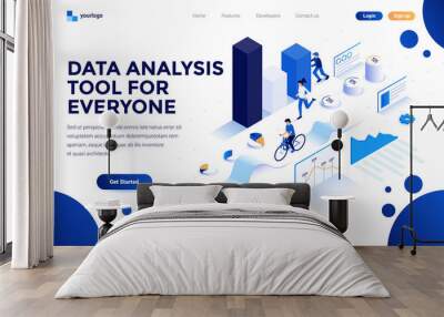 modern flat design isometric concept of data analysis tool for everyone for website and mobile websi Wall mural