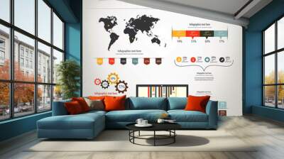 Retro infographics set. World Map and Information Graphics. Vect Wall mural