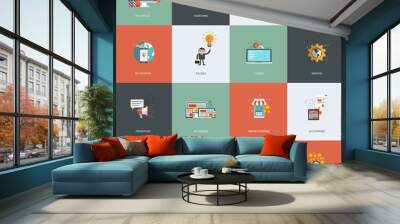 Set of flat design concept icons Wall mural