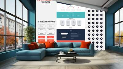 Website interface template- one page Wall mural