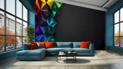 A colorful geometric pattern with a dark background, ideal for digital design or wallpapers. Wall mural