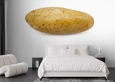 Single Raw potato on white background with copy space for banner, advertising, food market, vegetable, vegan food, mouse shape, sales and promotion Wall mural