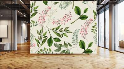 Beautiful watercolor leaf seamless pattern Wall mural