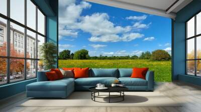 Bright green and blue landscape countryside England  Wall mural