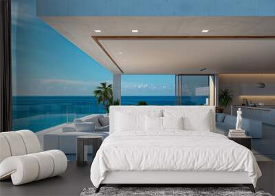 Minimalist luxury beach house overlooking the ocean Wall mural