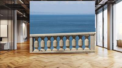 Sea view and stone railing  Wall mural