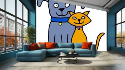 Cat and Dog Wall mural