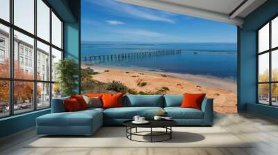 The iconic port noarlunga jetty and reef at low tide on a calm sunny day in South Australia on November 2 2020 Wall mural