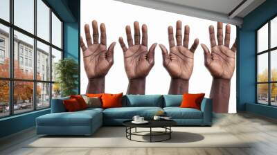 African American male hands counting from one to five Wall mural