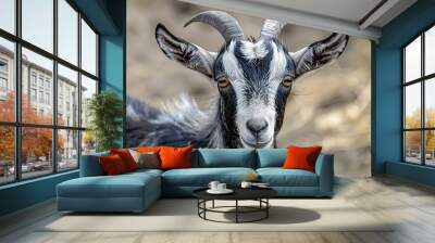 African pygmy goat portrait on farm  nature and wildlife. Wall mural