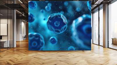 blue cell life biology medicine scientific molecular research background Wall mural