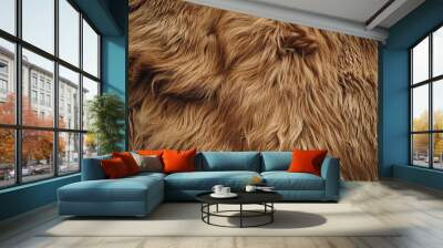 Close up of genuine light brown goat fur texture. Wall mural