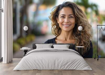 Confident middle aged Hispanic woman smiling on street Wall mural