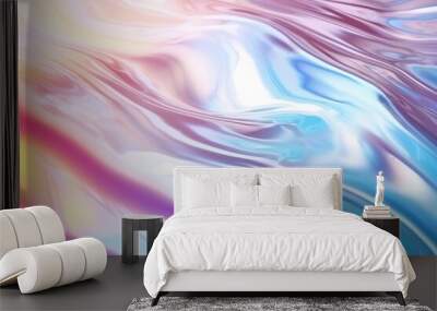 Water texture overlay effect with rainbow refraction on white wall. Wall mural