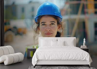 Woman engineer and construction manager at building site. Successful architect. Wall mural