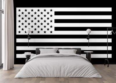 USA American flag, black and white, vector illustration. Wall mural