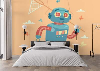 Cartoon robot character. Vector illustration. Wall mural