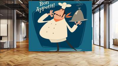 restaurant chef, retro illustration Wall mural