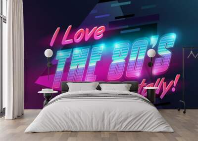 vector emblem. i love the 80's! totally! 80's style illustration. Wall mural