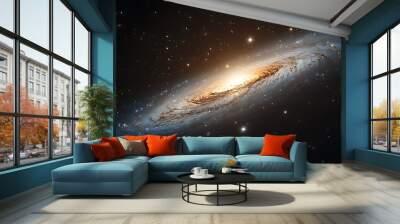 A galaxy set against the deep black of space, with brilliant star clusters visible Wall mural