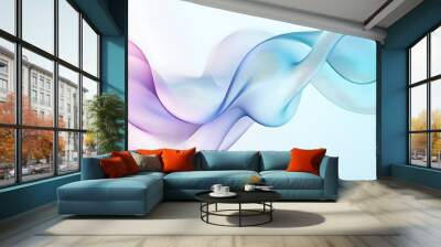 Smooth, flowing shapes and twisting lines in a futuristic design with a light blue gradient backdrop Wall mural