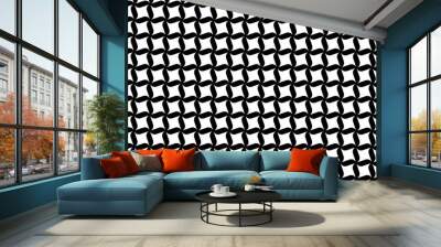 The four black squares are stacked like propellers used as a backdrop Tile floor wall ceiling clothes wallpaper pattern on the table soles shoes socks hats bracelets bags ties gloves Wall mural