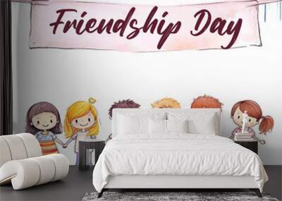 Friendship day illustration for social media post design template Wall mural