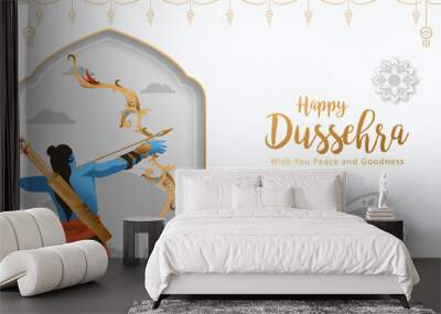 Happy Dussehra Navratri Poster Design Vector Illustration. Festival of India. Hindu holiday Vijayadashami.  Wall mural