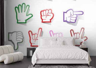 Hand sign sticker collection Wall mural