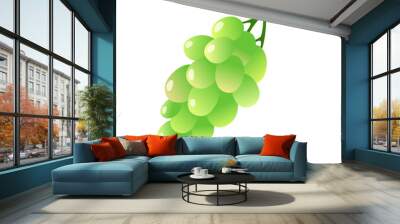 Green grapes illustration isolated on white background. Summer fruits for healthy lifestyle. Cartoon style vector illustration. Wall mural