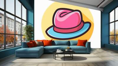  A colorful hat with a pink and blue design, combining playful style with sun protection for summer fun Wall mural